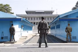Quang cảnh khu vực tuần tra chung (JSA) trong làng đình chiến Panmunjom ở thành phố biên giới Paju, Hàn Quốc. (Ảnh: EPA/ TTXVN)