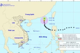 Vị trí và đường đi của bão. (Nguồn: Trung tâm Dự báo Khí tượng Thủy văn Trung ương)
