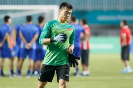 Bùi Tiến Dũng đang thể hiện phong độ ấn tượng trong màu áo Olympic Việt Nam. (Ảnh: Hoàng Linh/TTXVN)