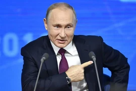 Tổng thống Nga Vladimir Putin trong cuộc họp báo thường niên tại Moskva ngày 20/12/2018. (Nguồn: AFP/ TTXVN)