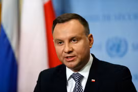 Tổng thống Ba Lan Andrzej Duda trong một cuộc họp báo ngày 17/5. (Nguồn: THX/ TTXVN)