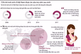 Tỷ lệ trẻ mới sinh ở Việt Nam được bú sữa mẹ sớm sau sinh đã tăng lên đáng kể. (Nguồn: Vietnam+)
