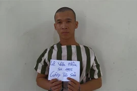 Đối tượng Lê Văn Hậu tại cơ quan công an. (Nguồn: Nguyễn Văn Việt/TTXVN)