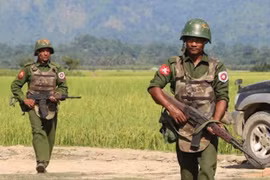 Lực lượng quân đội Myanmar ở Rakhine. (Nguồn: UCANews)