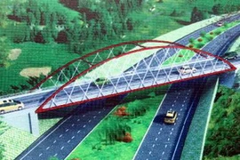 Phối cảnh chiếc cầu được xây trên tuyến của hầm đường bộ qua Đèo Cả. (Ảnh: Thế Lập/TTXVN)