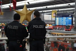 Cảnh sát Đức tuần tra tại nhà ga trung tâm Munich. (Nguồn: AFP/TTXVN)
