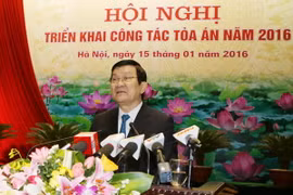 Chủ tịch nước Trương Tấn Sang phát biểu tại Hội nghị. (Ảnh: Nguyễn Khang/TTXVN)