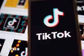 Biểu tượng ứng dụng TikTok trên màn hình điện thoại di động. (Ảnh: THX/TTXVN)