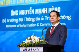 Bộ trưởng Nguyễn Mạnh Hùng phát biểu tại Hội thảo. (Ảnh: Minh Sơn/Vietnam+)