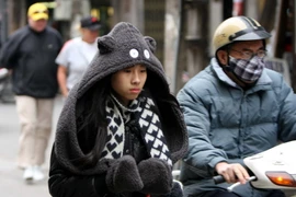 Ra đường ngày này sẽ thấy đủ các mốt thời trang chống rét. (Ảnh: Nhật Anh/TTXVN)