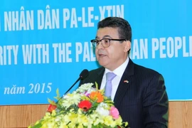 Đại sứ Palestine tại Việt Nam Saadi Salama phát biểu tại buổi lễ. (Ảnh: An Đăng/TTXVN)