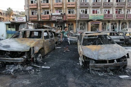 Hiện trường vụ đánh bom ở trung tâm thủ đô Baghdad của Iraq. (Ảnh: Reuters/TTXVN)