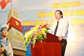 Ông Trương Minh Tuấn, Thứ trưởng Bộ Thông tin và Truyền thông phát biểu khai mạc. (Ảnh: Minh Quyết/TTXVN)