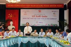 Lễ xuất quân của đoàn thể thao Việt Nam tham dự Sea Games 27 tại Myanmar (Ảnh: Quốc Khánh-TTXVN)