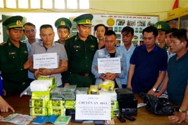 Lực lượng chức năng bắt giữ hai đối tượng. (Ảnh Tường Vũ/TTXVN)