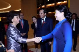 Chủ tịch Quốc hội Nguyễn Thị Kim Ngân tiếp Đoàn các nữ Bộ trưởng các nước ASEAN. (Ảnh: Trọng Đức/TTXVN)