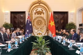 Quang cảnh Cuộc đối thoại Chiến lược Ngoại giao và Quốc phòng giữa Việt Nam và Australia. (Ảnh: Lâm Khánh/TTXVN)