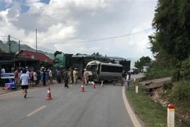 Hiện trường vụ tai nạn. (Ảnh: TTXVN phát)