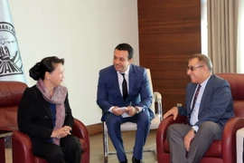 Phó Tỉnh trưởng Istanbul Bahattin Atci (thứ 2, bên phải) đón Chủ tịch Quốc hội Nguyễn Thị Kim tại sân bay Ataturk. (Ảnh: Trọng Đức/TTXVN)