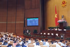 Quốc hội thông qua Nghị quyết phê chuẩn đề nghị của Chánh án Tòa án nhân dân tối cao về việc bổ nhiệm Thẩm phán Tòa án nhân dân tối cao với kết quả 90,70 số phiếu tán thành. (Ảnh: Trọng Đức/TTXVN)