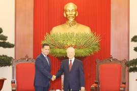 Tổng Bí thư Nguyễn Phú Trọng tiếp Thủ tướng Vương quốc Campuchia Samdech Hun Manet. (Ảnh: Trí Dũng/TTXVN)