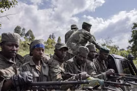 Lực lượng M23 tại khu vực Rumangabo, CHDC Congo, ngày 6/1/2023. (Ảnh: AFP/TTXVN)