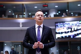 Ngoại trưởng Hungary Peter Szijjarto tới dự cuộc họp Hội đồng đối ngoại EU tại Brussels, Bỉ, ngày 11/12/2023. (Ảnh: AFP/TTXVN)