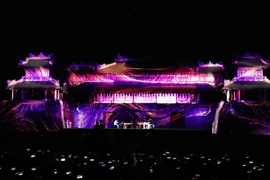 Chương trình nghệ thuật quy mô khép lại chuỗi hoạt động văn hóa nhân kỷ niệm 50 năm Ngày thiết lập quan hệ ngoại giao giữa Pháp-Việt Nam. (Ảnh: Tường Vi-TTXVN)