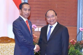 Thủ tướng Nguyễn Xuân Phúc hội kiến Tổng thống Indonesia Joko Widodo. (Ảnh: Thống Nhất/TTXVN)