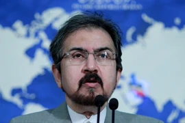 Người phát ngôn Bộ Ngoại giao Iran Bahram Qasemi phát biểu tại cuộc họp báo ở Tehran. (Ảnh: IRNA/TTXVN)