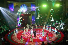 Chương trình nghệ thuật xiếc đặc sắc chào mừng lễ khai mạc cuộc thi. (Ảnh: Thanh Tùng/TTXVN)