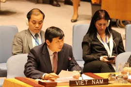 Đại sứ Đặng Đình Quý, Trưởng Phái đoàn đại diện thường trực Việt Nam tại Liên hợp quốc phát biểu tại buổi thảo luận. (Ảnh: Hữu Hoàng/TTXVN)