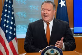 Ngoại trưởng Mỹ Mike Pompeo trong cuộc họp báo tại Washington D.C., ngày 14/9/2018. (Ảnh: AFP/ TTXVN)
