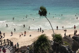 Khách du lịch tắm biển tại bang Quintana Roo, Mexico. (Nguồn: AFP/TTXVN)