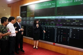 Giao dịch cổ phiếu của Công ty Cổ phần Việt Tiên Sơn địa ốc trên sàn. (Ảnh: Mạnh Tú/TTXVN)