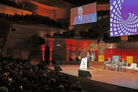 Thủ tướng Nguyễn Xuân Phúc phát biểu tại Phiên khai mạc Hội nghị thượng đỉnh P4G. (Ảnh: Thống Nhất/TTXVN)