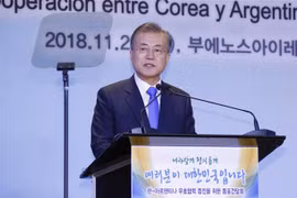 Tổng thống Hàn Quốc Moon Jae-in. (Ảnh: YONHAP/TTXVN)