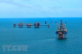 Các giàn khoan dầu tại mỏ Bạch Hổ. (Ảnh: Huy Hùng/TTXVN)