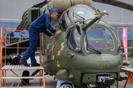 Một loại máy bay trực thăng được giới thiệu tại Diễn đàn Công nghiệp quốc phòng Army-2018 ở thị trấn Kubinka, ngoại ô thủ đô Moskva ngày 21/8. (Ảnh: THX/TTXVN)