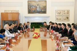 Chủ tịch nước Trần Đại Quang hội đàm với Thủ tướng Cộng hòa Ấn Độ Narendra Modi tại Thủ đô New Dehli. (Ảnh: Nhan Sáng/TTXVN)