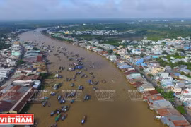 Chợ nổi Cái Răng của Cần Thơ nhìn từ trên cao. (Nguồn: Báo Ảnh Việt Nam)