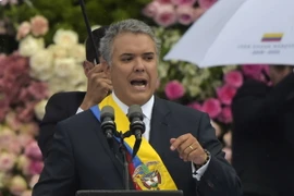  Tổng thống Colombia Ivan Duque tại lễ tuyên thệ nhậm chức ở Bogota ngày 7/8. (Ảnh: AFP/TTXVN)