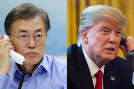 Tổng thống Mỹ Donald Trump (phải) và Tổng thống Hàn Quốc Moon Jae-in. (Nguồn: Yonhap/TTXVN)