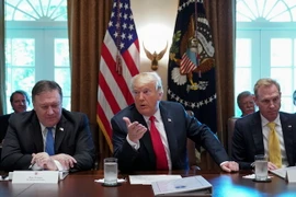  Tổng thống Mỹ Donald Trump (giữa) trong cuộc họp nội các ở Washington DC., ngày 16/8. (Ảnh: AFP/TTXVN)