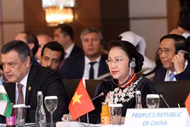 Chủ tịch Quốc hội Nguyễn Thị Kim Ngân tại Hội nghị Chủ tịch Quốc hội các nước Á Âu. (Ảnh: Trọng Đức/TTXVN)