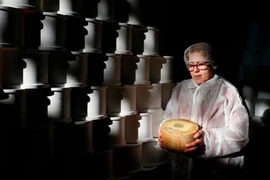 Xếp phômai Manchego tại nhà máy Paqui Diaz Pintado Borja của Tây Ban Nha. (Nguồn: AFP/Getty)