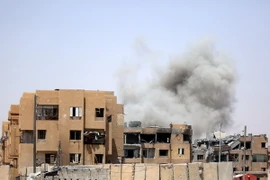 Khói bốc lên sau các cuộc giao tranh tại Raqqa, tỉnh Homs, Syria. (Nguồn: AFP/TTXVN)