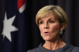 Ngoại trưởng Australia Julie Bishop tại cuộc họp báo ở Canberra, Australia. (Nguồn: EPA/TTXVN)