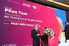 Thứ trưởng Bộ Thông tin và Truyền thông Phan Tâm phát biểu tại sự kiện. (Ảnh: Minh Sơn/Vietnam+)