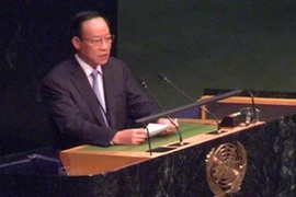 Thượng tướng Lê Quý Vương phát biểu tại Hội nghị UNGASS. (Nguồn: Vietnam+)
